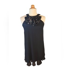 Signature By Robbie Bee NWT Black Sleeveless Dress with Sequin Bow